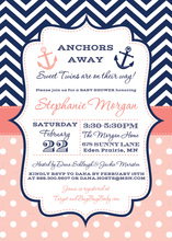 Pink Nautical Twin Anchor Baby Shower Invitations