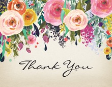 Watercolor Floral Bouquet Rustic Thank You Notes