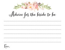 Watercolor Floral Border Bridal Advice Cards