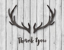 Black Antlers White Wood Thank You Notes