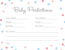 Aqua Snowflakes Baby Prediction Cards