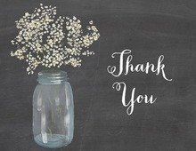 Pink Coral Flowers Mason Jar Chalkboard Thank You Note Card