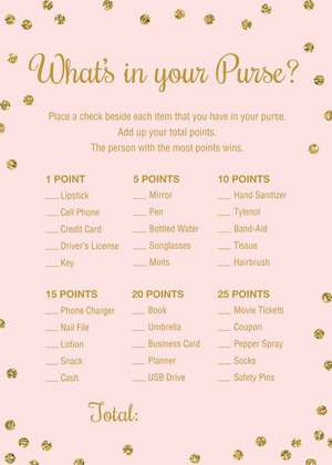 Ladies Night Whats in Your Purse Game Party Games Fun Girls Night Out Girls  Night in Adult Games Games for Adults Scavenger Hunt - Etsy