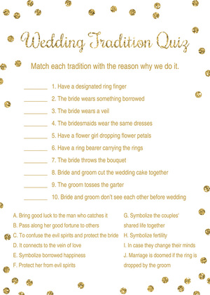 Gold Dots Pink Wedding Tradition Quiz
