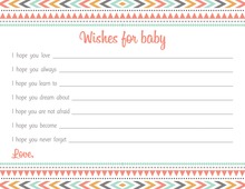 Boho Coral Pink Tribal Patterns Baby Wish Cards