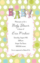 Polka Dot Floral Baby Shower Invitations