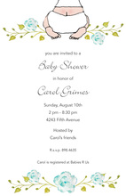 Teal Flowers Baby Shower Invitations