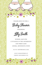 Twins Green Pattern Border Floral Baby Shower Invitations