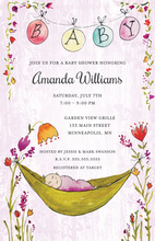 Lavender Wood Grain Floral Hammock Baby Shower Invitations