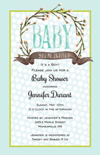 Teal Carriage Floral Baby Shower Invitations
