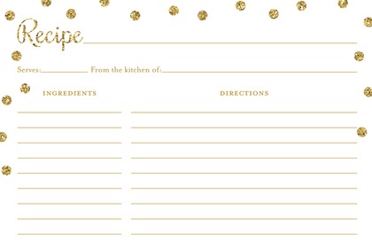 Gold Glitter Graphic Dots Recipe Cards