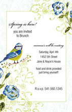 Song Bird Blue Flowers Invitations