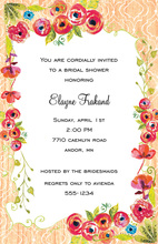 Watercolor Flowers Coral Pattern Frame Invitations