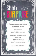 Faux Chalkboard Sign Surprise Party Invitations