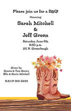 Western Boot Rose Bouquet Pink Bridal Invitations