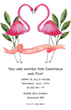Circle Pink Flamingo Party Invitations