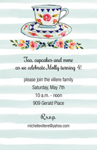 Blue Painted Stripes Tea Party Invitations