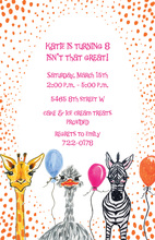 Orange Dots Zoo Balloons Invitations