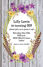 Feather Floral Faux Wood Invitations