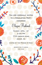 Watercolor Flowers Coral Pattern Frame Invitations