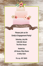 Pink Layer Cake Wood Grain Border Invitations