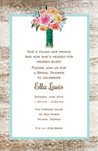 Elegant Bridal Bouquet Green Square Bridal Invitations