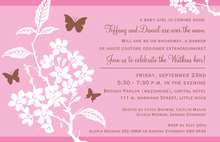 Pink Floral Mason Jars Lace Burlap Border Invitations