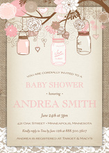 Pink Carriage Floral Baby Shower Invitations