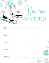 Ice Skates Aqua Snowflakes Fill in Invitations
