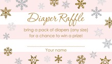 Faux Gold Glitter Snowflakes Raffle Cards