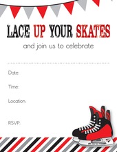 Modern Red Hockey Skates Fill in Invitations