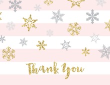 Pink Snowflakes Chalkboard Thank You Cards