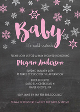 Pink Baby It's Cold Chalkboard Invites