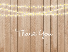 Two-Tone String Lights Vertical Wood Plank Thank You Cards