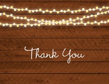 Two-Tone String Lights Horizontal Wood Plank Thank You Cards