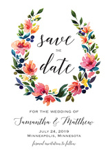 Watercolor Floral Bouquet Save The Date Cards
