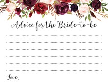 Dark Watercolor Roses Bridal Shower Advice Cards