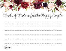 Rustic Watercolor Rose Bouquet Couple Advice Cards