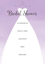 Wedding Dress Purple Bridal Shower Fill-in Invitations
