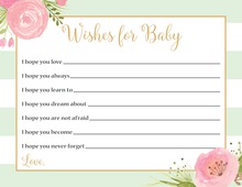 Grey Chevron Pink Border Baby Shower Wish Cards