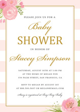 Pink Stripes Gold Glitter Baby Shower Invitations
