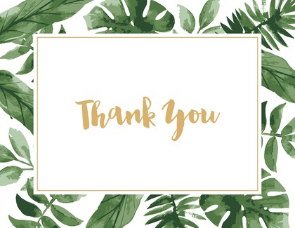 Watercolor Tropics Rose Gold Thank You Cards