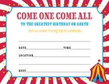 Kids Carnival Party Fill-In Invitations