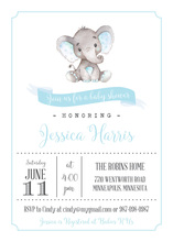 Blue Elephants Baby Shower Polka Dots Invitation