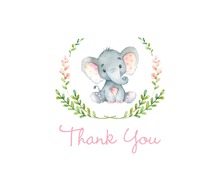 Pink Elephants Baby Shower Thank You Note
