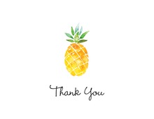 Watercolor Pineapple Mahalo Thank You Note Card