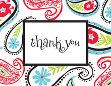 Red Lantern Classic Lotus Borders Thank You Cards