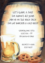 Wooden Barrel Behind Beer Invitations