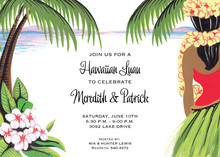 Hula Dancer Ocean Hawaii Invitations