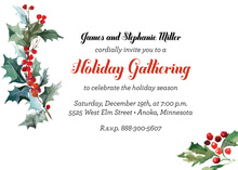 Watercolor Holly Branch Invitations